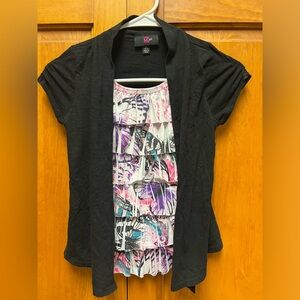 Iz Byer Black and Colorful Layered Kids Top